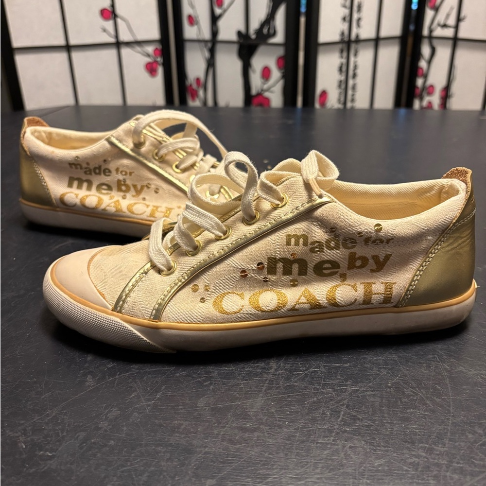 Coach Cream and Gold Women's Sneakers